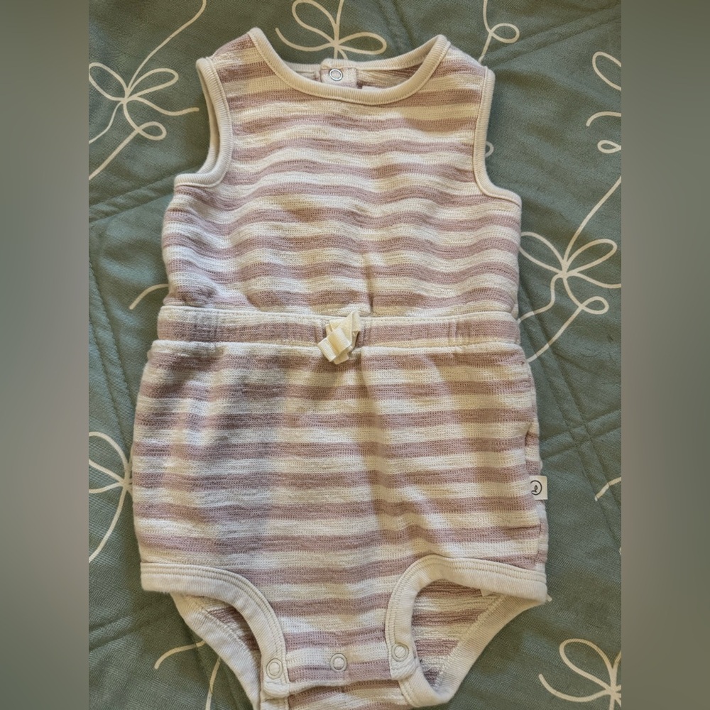 Little Planet by Carter’s Organic Cotton Pink Striped Romper 12M